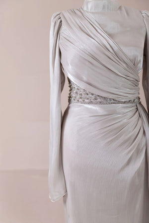 Perla Tesettür Abiye - FioraofDress - tesettur - abiye - BEJ - 38 - hijab - evening - dress