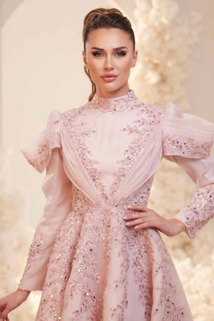 Queen Tesettür Abiye - FioraofDress - tesettur - abiye - Pudra - 38 - hijab - evening - dress