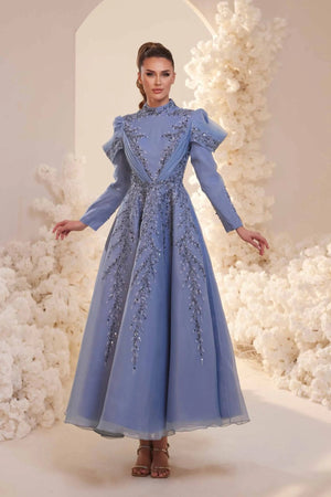 Queen Tesettür Abiye - FioraofDress - tesettur - abiye - indigo - 38 - hijab - evening - dress