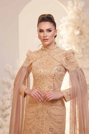 Sabrina Tesettür Abiye - FioraofDress - tesettur - abiye - GOLD - 38 - hijab - evening - dress