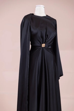 Satenya Tesettür Abiye - FioraofDress - tesettur - abiye - Siyahh - 38 - hijab - evening - dress
