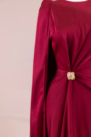 Satenya Tesettür Abiye - FioraofDress - tesettur - abiye - BORDO - 38 - hijab - evening - dress