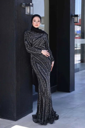 Senna Tesettür Abiye - FioraofDress - tesettur - abiye - 38 - Siyahh - hijab - evening - dress