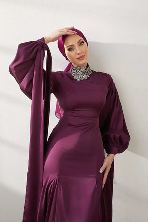 Serenay Taşlı Tesettür Abiye - FioraofDress - tesettur - abiye - 42 - Mürdüm - hijab - evening - dress