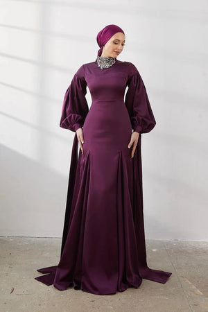 Serenay Taşlı Tesettür Abiye - FioraofDress - tesettur - abiye - 42 - Mürdüm - hijab - evening - dress