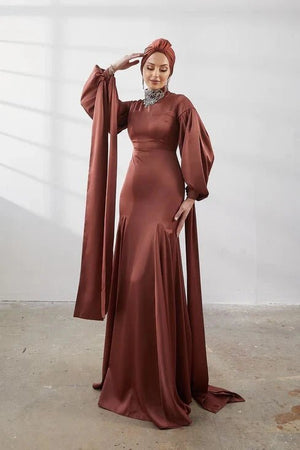 Serenay Taşlı Tesettür Abiye - FioraofDress - tesettur - abiye - 42 - kiremit - hijab - evening - dress