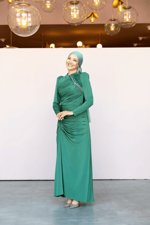 Setri Tesettür Abiye - FioraofDress - tesettur - abiye - 44 - Yağı Yeşil - hijab - evening - dress