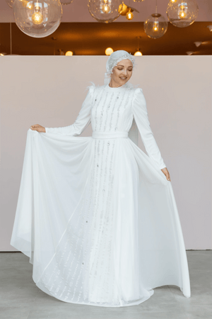 Smile Tesettür Abiye - FioraofDress - tesettur - abiye - 44 - Ekru - hijab - evening - dress