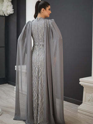 Sofia Tesettür Abiye - FioraofDress - tesettur - abiye - 48 - gri - hijab - evening - dress