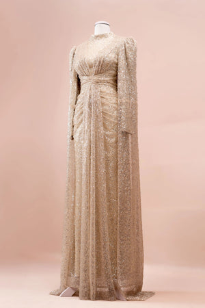 Solea Tesettür Abiye - FioraofDress - tesettur - abiye - krem - 38 - hijab - evening - dress