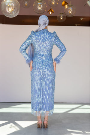 Star Kalem Tesettür Abiye - FioraofDress - tesettur - abiye - 38 - MAVİ - hijab - evening - dress