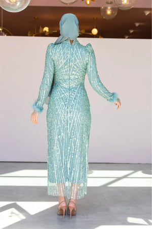 Star Kalem Tesettür Abiye - FioraofDress - tesettur - abiye - 38 - mint yeşili - hijab - evening - dress