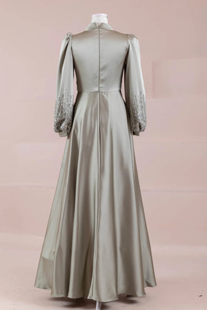 Su Abiye - FioraofDress - tesettur - abiye - 38 - Yağ Yeşili - hijab - evening - dress