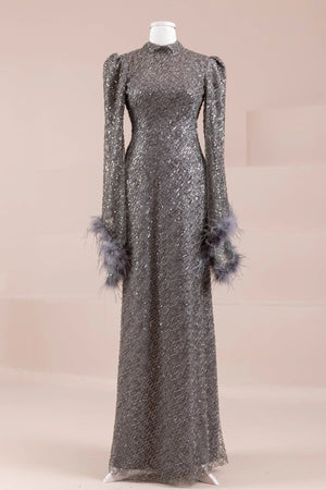 Tula Tesettür Abiye - FioraofDress - tesettur - abiye - gri - 38 - hijab - evening - dress