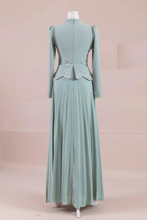 Velor Tesettur Abiye - FioraofDress - tesettur - abiye - mint yeşili - 38 - hijab - evening - dress