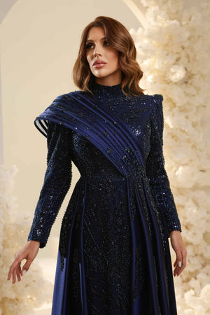 Violet Tesettür Abiye - FioraofDress - tesettur - abiye - lacivert - 38 - hijab - evening - dress