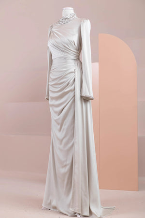 Ziri Tesettür Abiye - FioraofDress - tesettur - abiye - krem - 36 - hijab - evening - dress