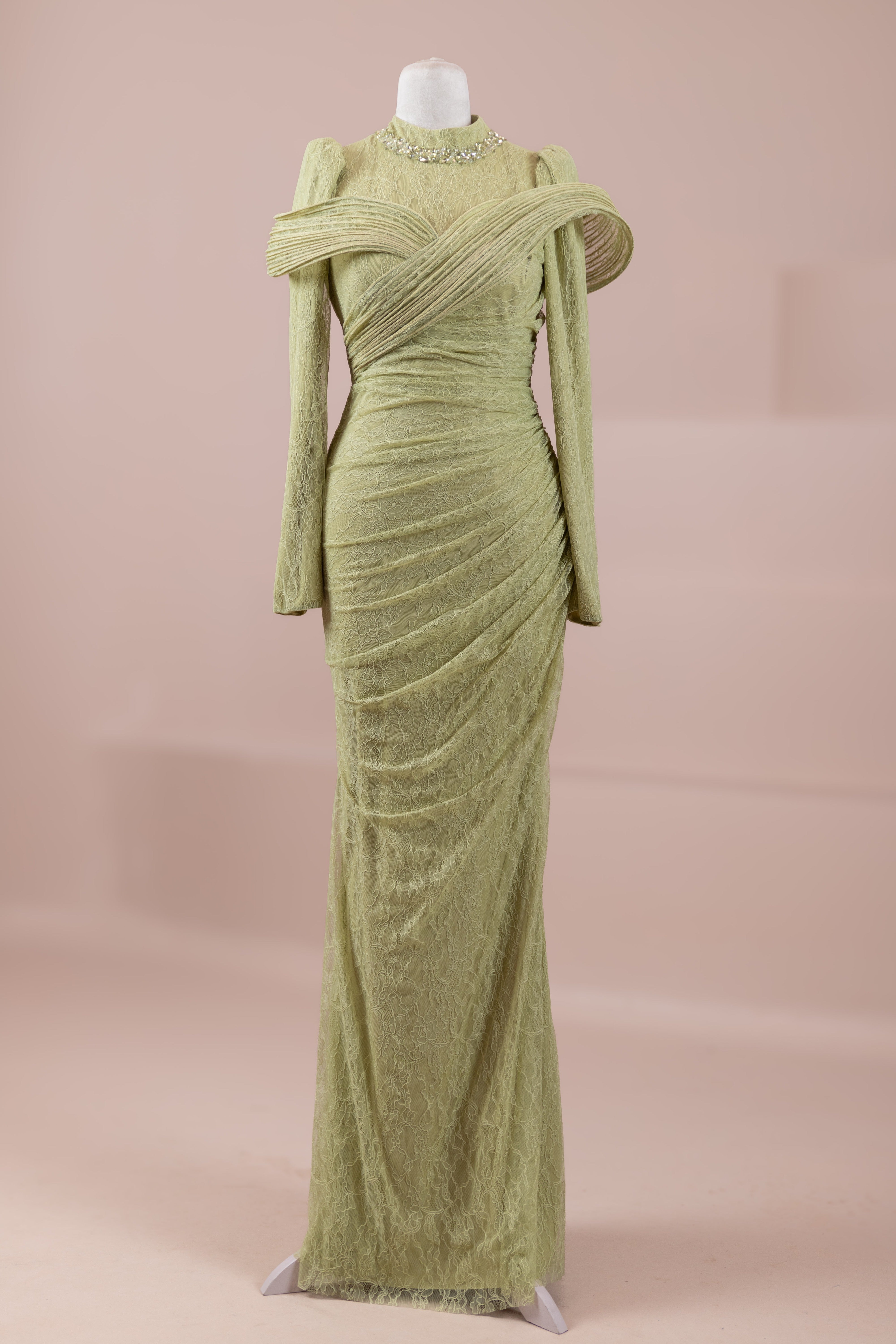 Charm Lace Covered Evening Dress