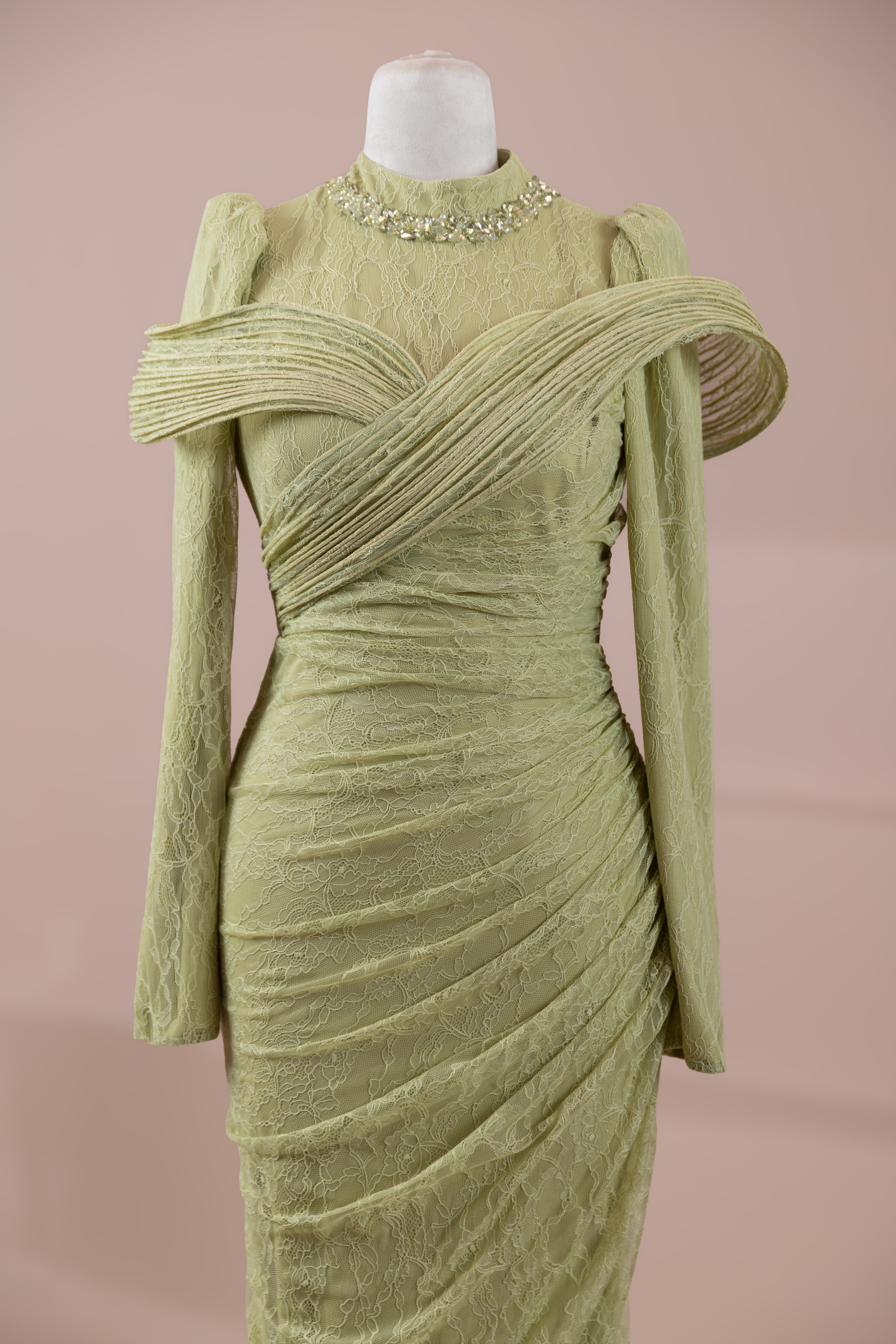 Charm Lace Covered Evening Dress