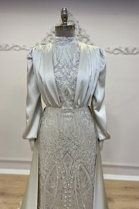 Açelya Kapaklı Tesettür Abiye - FioraofDress - tesettur - abiye - 48 - BEJ - hijab - evening - dress