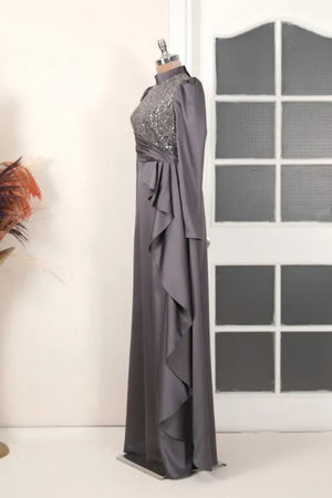 Adriana Tesettür Abiye - FioraofDress - tesettur - abiye - Antrasit - 36 - hijab - evening - dress