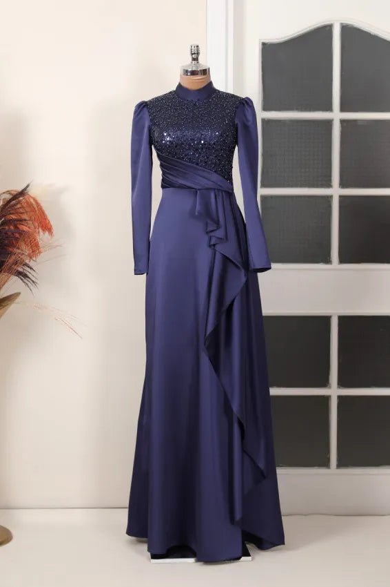 Adriana Tesettür Abiye - FioraofDress - tesettur - abiye - LACİVERT - 36 - hijab - evening - dress