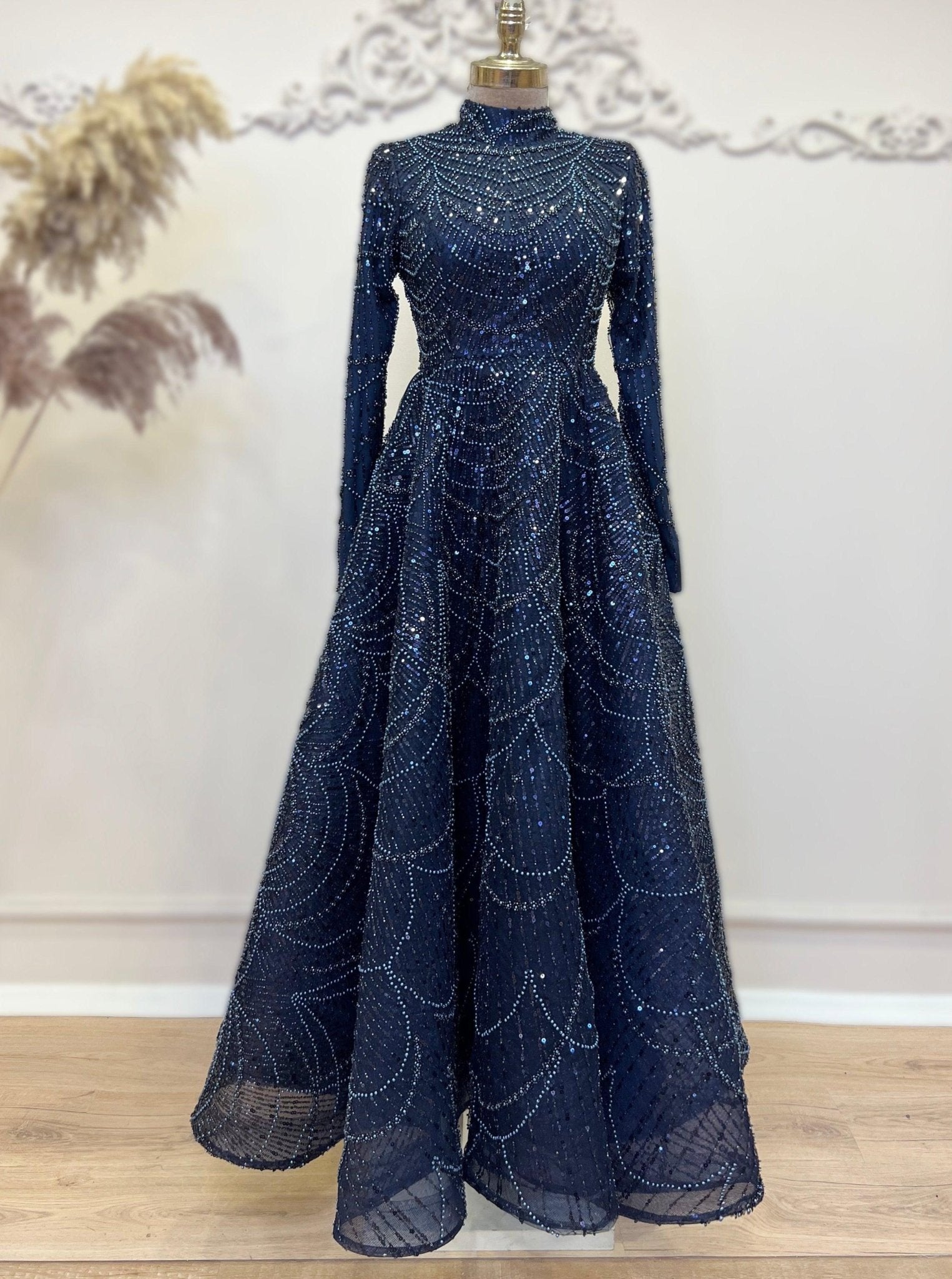 Alinda Tesettür Abiye Lacivert - FioraofDress - tesettur - abiye - 48 - hijab - evening - dress