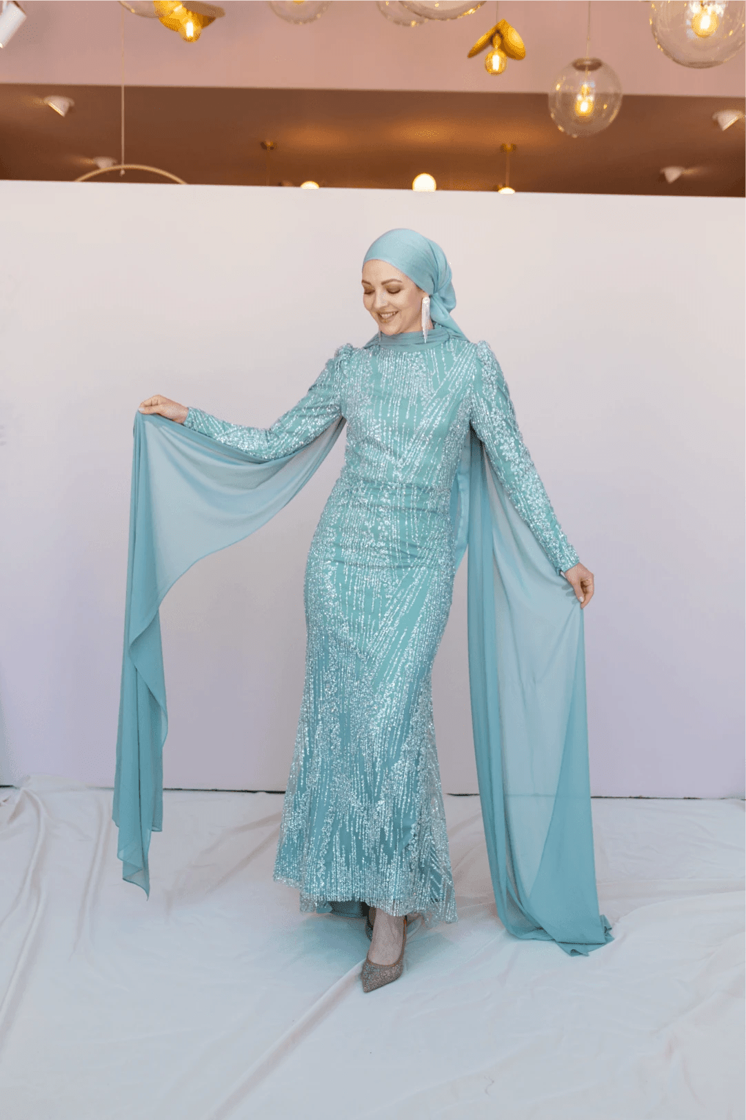 Ambra Tesettür Abiye - FioraofDress - tesettur - abiye - 44 - mint - hijab - evening - dress