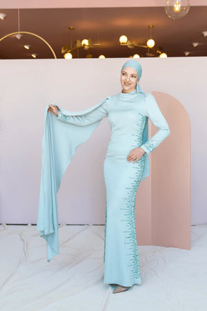 Anetta Tesettür Abiye - FioraofDress - tesettur - abiye - 46 - Su Yeşili - hijab - evening - dress