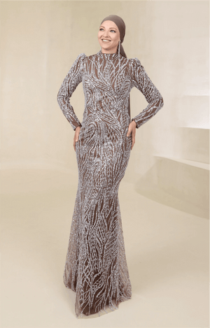 Asilen Tesettür Abiye - FioraofDress - tesettur - abiye - 44 - Mocha - hijab - evening - dress