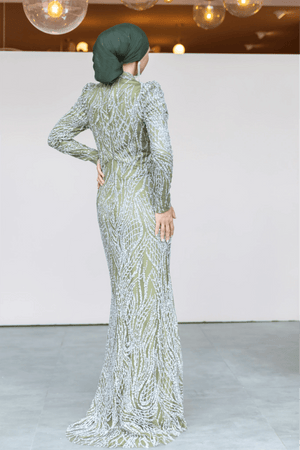 Asilen Tesettür Abiye - FioraofDress - tesettur - abiye - 44 - Yağı Yeşil - hijab - evening - dress
