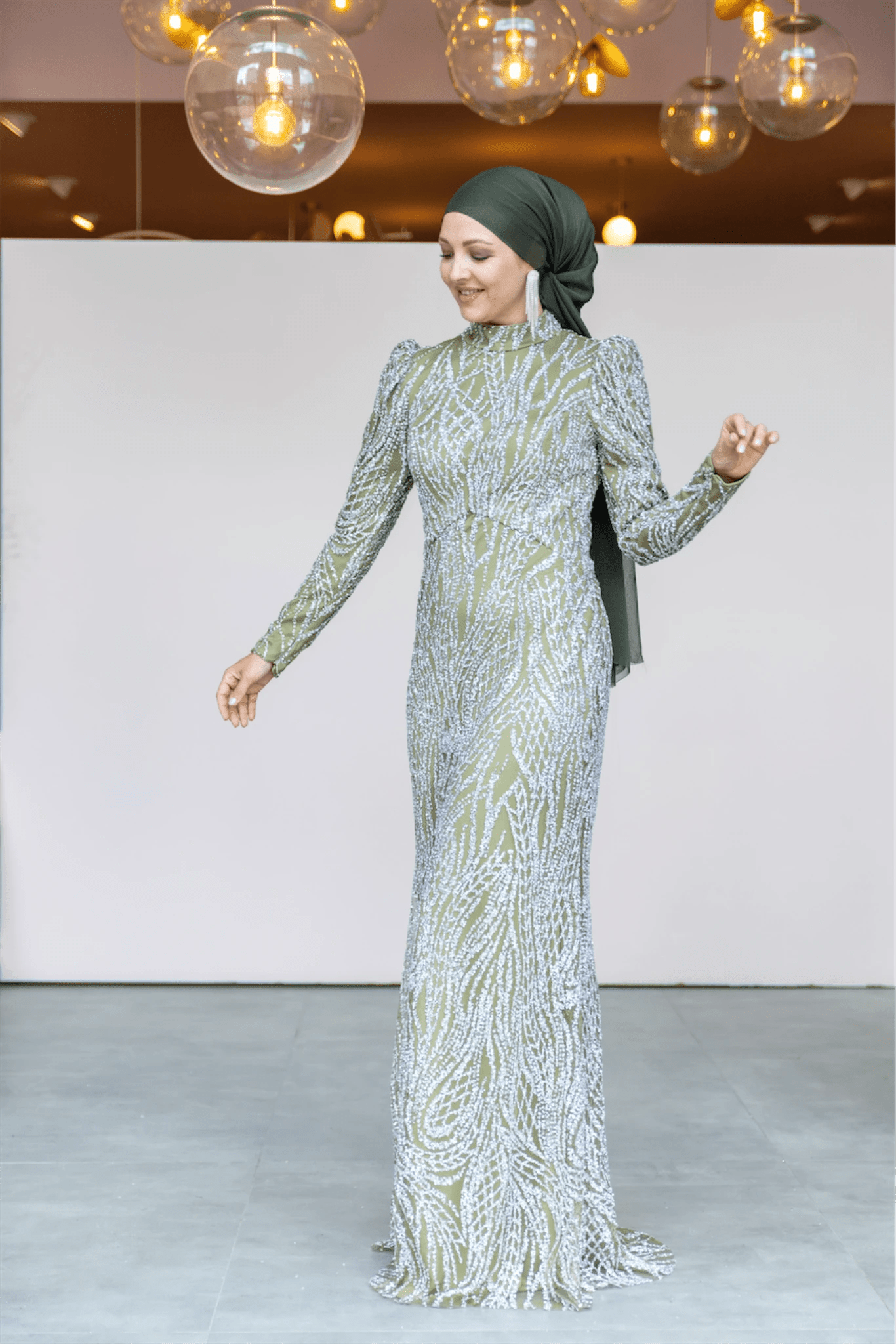 Asilen Tesettür Abiye - FioraofDress - tesettur - abiye - 44 - Yağı Yeşil - hijab - evening - dress