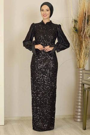 Azra Tesettür Abiye - FioraofDress - tesettur - abiye - Siyahh - 38 - hijab - evening - dress