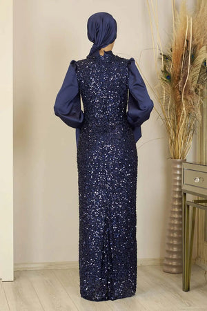 Azra Tesettür Abiye - FioraofDress - tesettur - abiye - lacivert - 38 - hijab - evening - dress