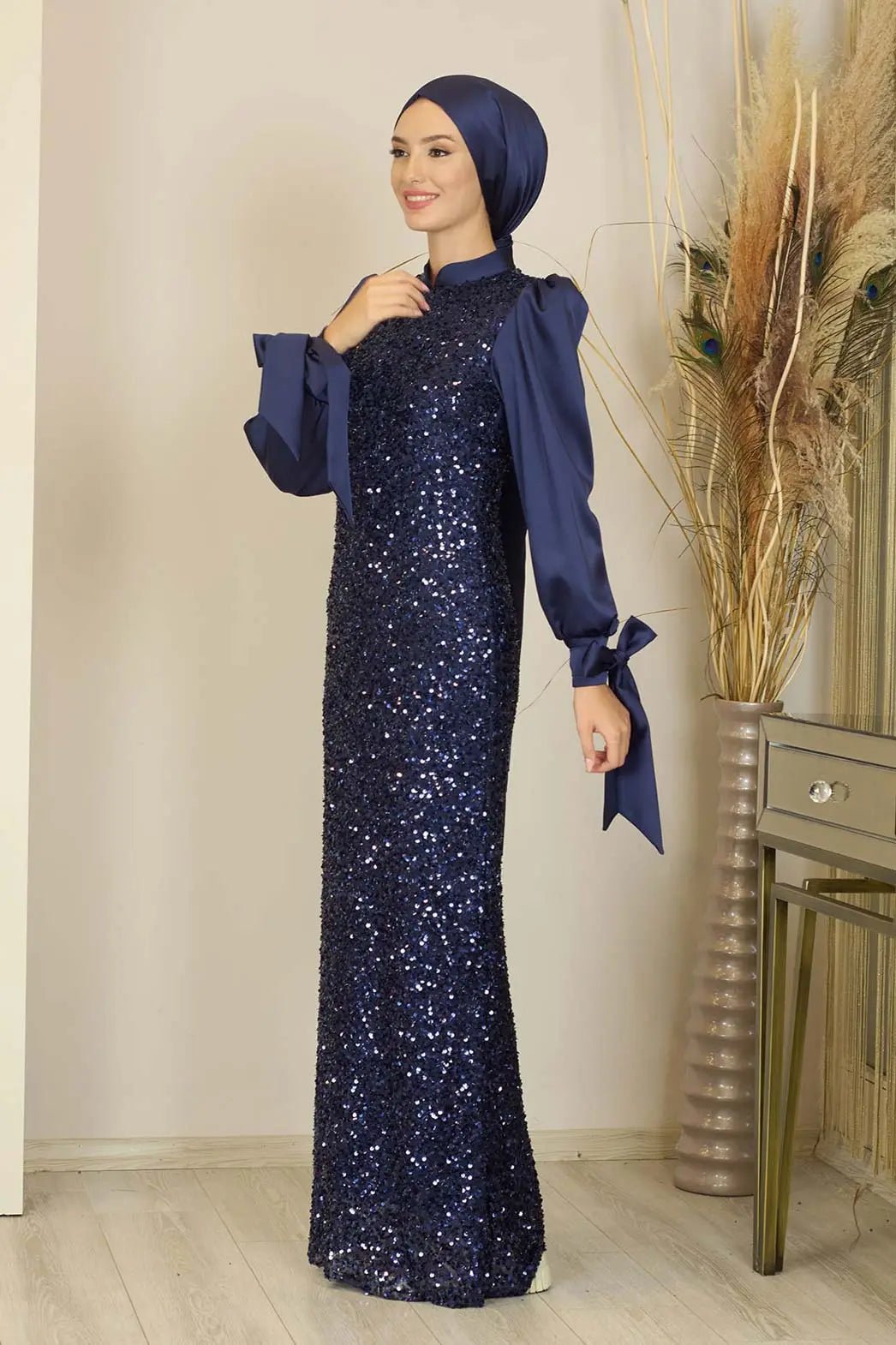 Azra Tesettür Abiye - FioraofDress - tesettur - abiye - lacivert - 38 - hijab - evening - dress