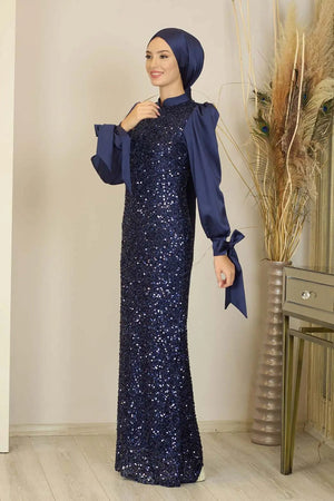 Azra Tesettür Abiye - FioraofDress - tesettur - abiye - lacivert - 38 - hijab - evening - dress
