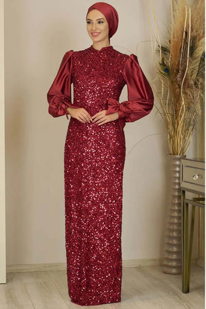 Azra Tesettür Abiye - FioraofDress - tesettur - abiye - BORDO - 38 - hijab - evening - dress