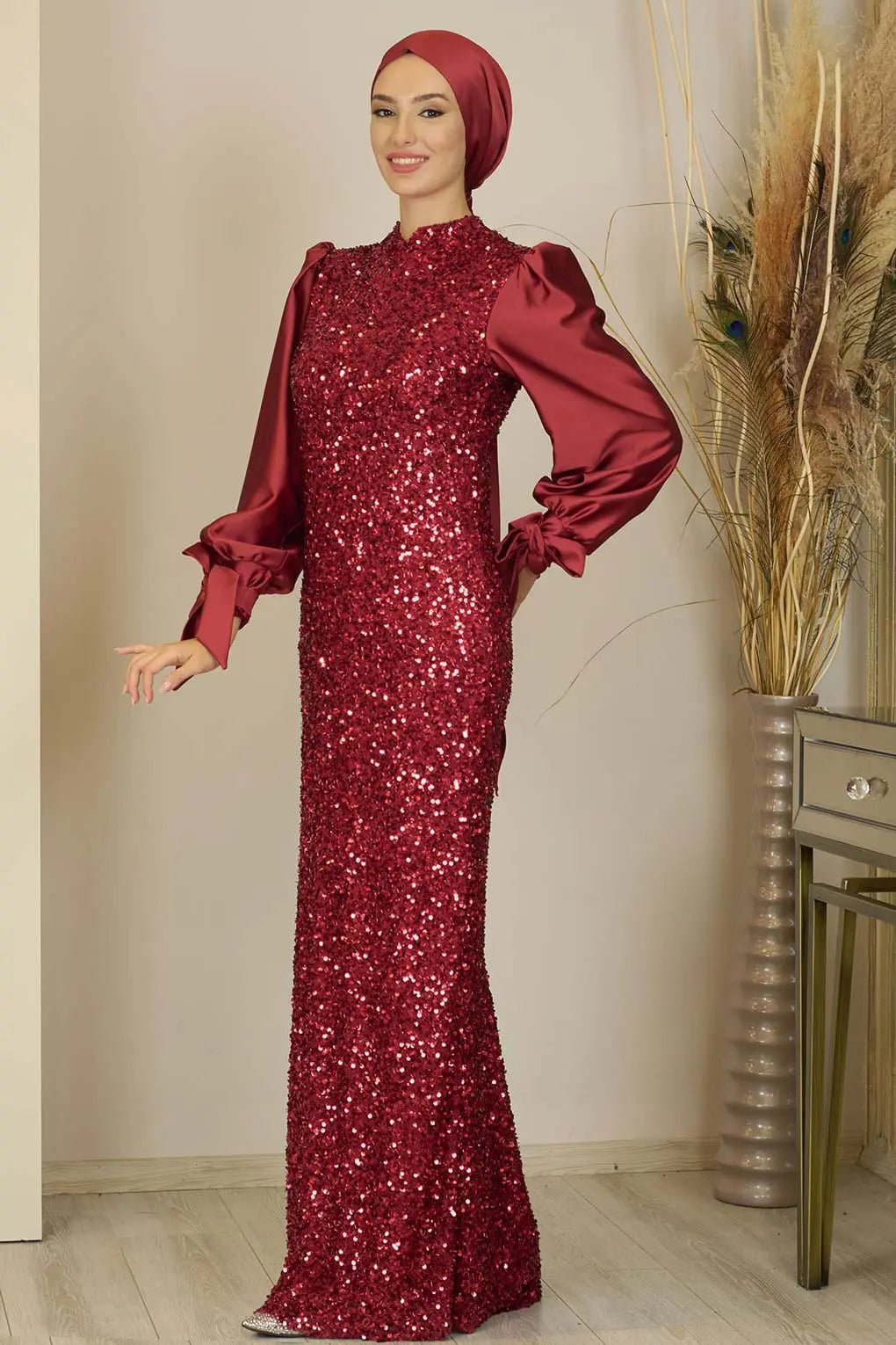 Azra Tesettür Abiye - FioraofDress - tesettur - abiye - BORDO - 38 - hijab - evening - dress