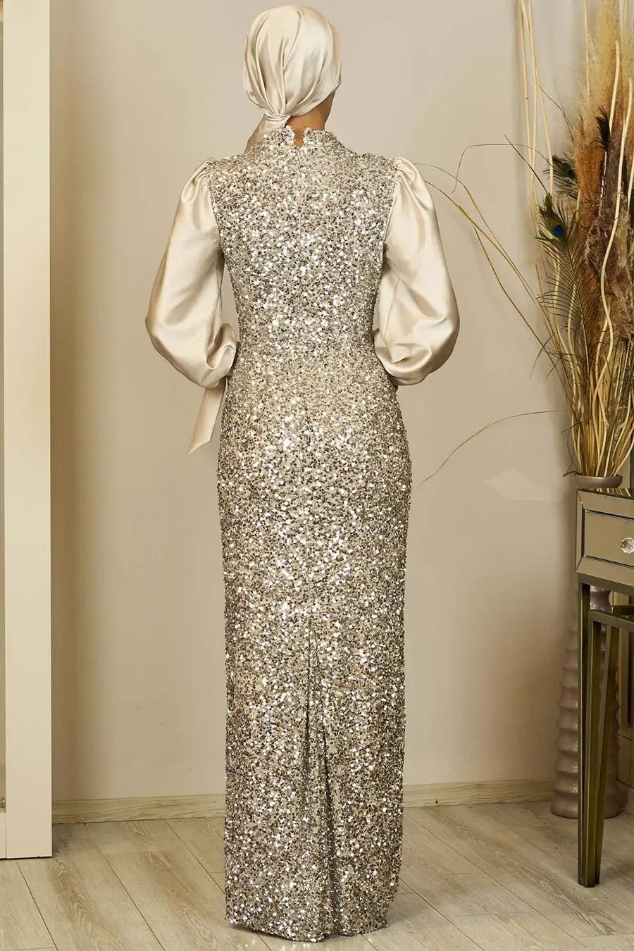 Azra Tesettür Abiye - FioraofDress - tesettur - abiye - bejj - 38 - hijab - evening - dress