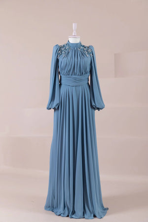 Azure Tesettür Abiye - FioraofDress - tesettur - abiye - MAVİ - 36 - hijab - evening - dress