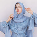 Bella İpek Dokuda Organze Şal Gri - FioraofDress - tesettur - abiye - GRİ - hijab - evening - dress