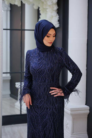 Beray Tesettür Abiye - FioraofDress - tesettur - abiye - 48 - lacivert - hijab - evening - dress