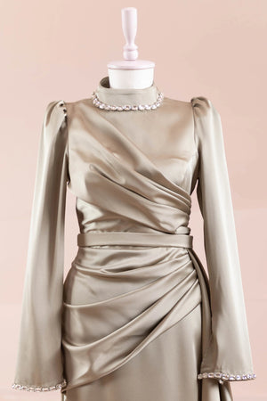 Beril Tesettür Abiye - FioraofDress - tesettur - abiye - Yağ Yeşili - 38 - hijab - evening - dress