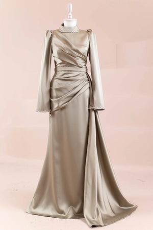 Beril Tesettür Abiye - FioraofDress - tesettur - abiye - Yağ Yeşili - 38 - hijab - evening - dress