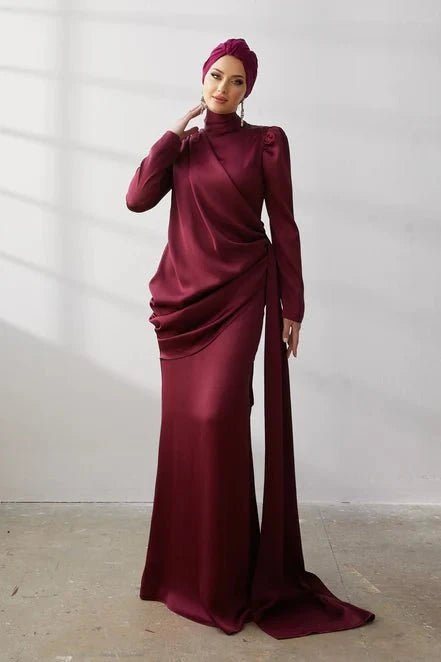 Buse Tesettür Abiye - FioraofDress - tesettur - abiye - 42 - BORDO - hijab - evening - dress