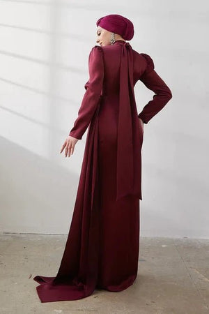 Buse Tesettür Abiye - FioraofDress - tesettur - abiye - 42 - BORDO - hijab - evening - dress