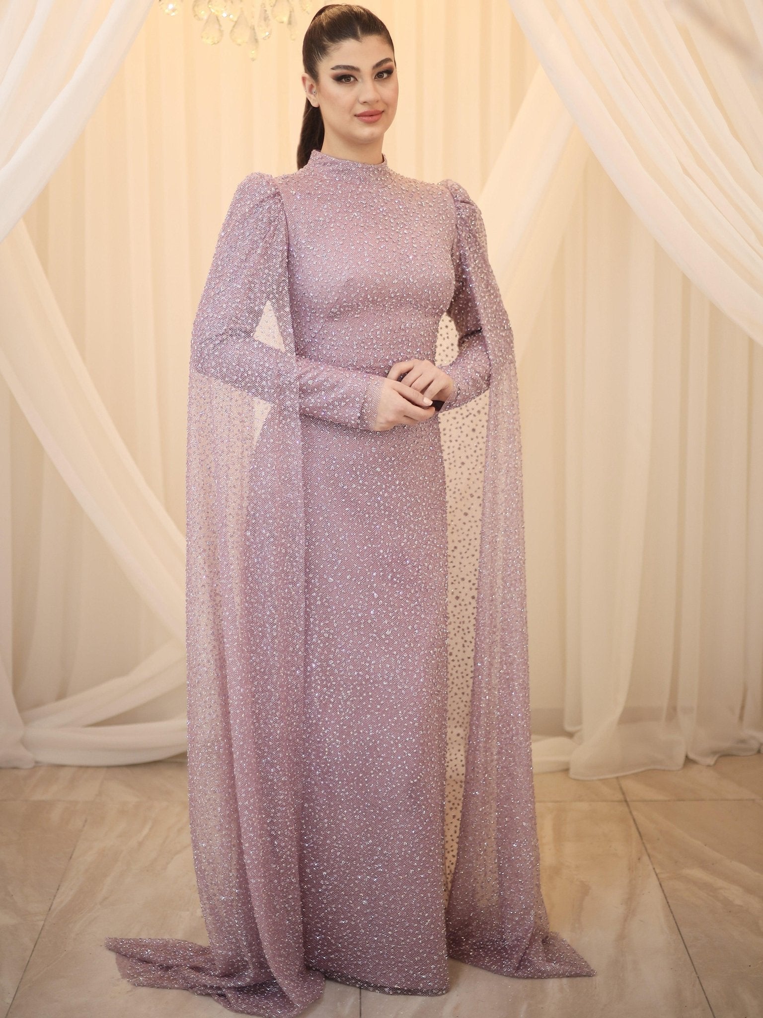 Camelia Tesettür Abiye - FioraofDress - tesettur - abiye - 48 - Pudra - hijab - evening - dress