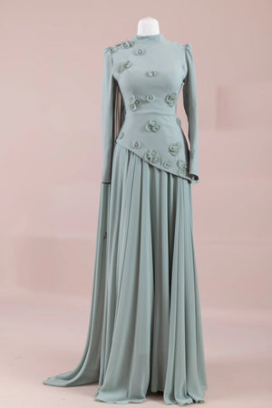 Çeliva Tesettür Abiye - FioraofDress - tesettur - abiye - mint - 38 - hijab - evening - dress