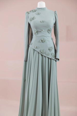 Çeliva Tesettür Abiye - FioraofDress - tesettur - abiye - mint - 38 - hijab - evening - dress
