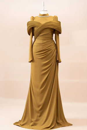 Charm Tesettür Abiye - FioraofDress - tesettur - abiye - Hardal - 36 - hijab - evening - dress